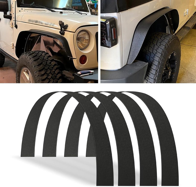 keepdsgn Fender Flares Black 4PCS Universal Flexible 6" Wide Body Kit Wheel Arches Durable PP Off-Road Fender Wheel Flares Fit for Most Cars SUV Trucks Off-Road Jeep - Image 1